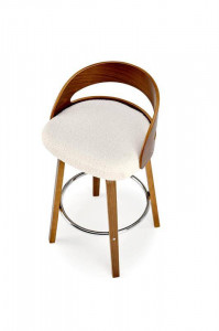 SCAUN DE BAR H110, CREM/NUC/CROM, TAPITERIE BOUCLE SI PICIOARE DIN LEMN SI METAL, STIL MODERN - Img 5