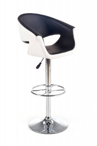 SCAUN DE BAR H46, ALB/NEGRU/CROM, TAPITERIE DIN PIELE ECOLOGICA SI PICIOR DIN METAL, STIL MODERN - Img 3