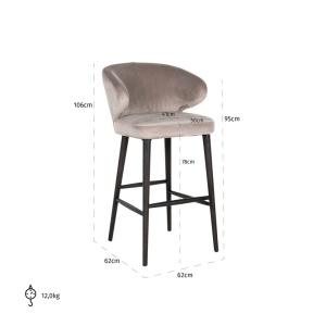 SCAUN DE BAR INDIGO KAKI 903, S4496, CONFECTIONAT DIN METAL, SPUMA SI 100% POLIESTER, RICHMOND INTERIORS - Img 4