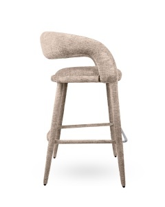 SCAUN DE BAR IRIS BEJ, CONFECTIONAT DIN METAL SI TEXTIL CHENILLE, STIL MODERN - Img 2