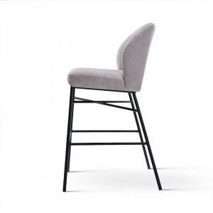 SCAUN DE BAR IRYS, 70 CM, GRI/NEGRU, TAPITERIE DIN STOFA SI PICIOARE DIN METAL, STIL MODERN - Img 5