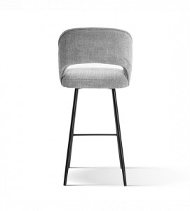 SCAUN DE BAR MERCY, 70 CM, GRI/NEGRU, TAPITERIE DIN STOFA SI PICIOARE DIN METAL, STIL MODERN - Img 3