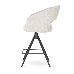 SCAUN DE BAR PIVOTANT, INES SUPREME TWIST M 60 CM, CREM/NUC, TAPITERIE DIN TEXTIL, SPUMA, ARCURI SI METAL, STIL MODERN - Img 3