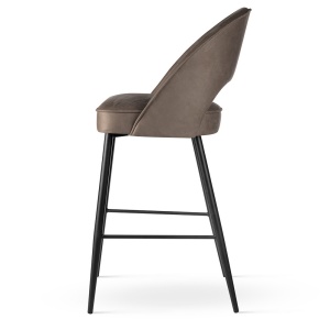 SCAUN DE BAR PONTE SUPREME L 70 CM, BEJ/NEGRU, TAPITERIE DIN TEXTIL, SPUMA, ARCURI SI METAL, STIL MODERN - Img 3
