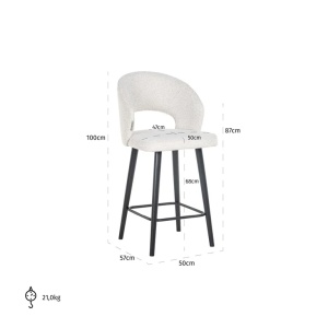 SCAUN DE BAR SAVOY WHITE BOUCLE S4561, CONFECTIONAT DIN SPUMA, LEMN SI 100% POLIESTER, RICHMOND INTERIORS - Img 4