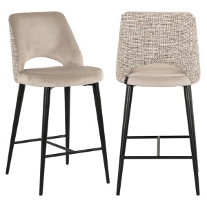 SCAUN DE BAR TABITHA TRENDY NATURE QUARTZ KAKI, S4626, CONFECTIONAT DIN 100% POLIESTER SPUMA SI METAL, RICHMOND INTERIORS - Img 1