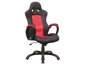 SCAUN DE BIROU DIRECTORIAL Q-029 NEGRU/ROSU STIL MODERN