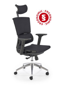 SCAUN DE BIROU MARCUS, NEGRU/CROM, TAPITERIE DIN PLASA SI PICIOARE DIN METAL, STIL MODERN