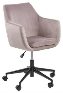 SCAUN DE BIROU NORA, ROZ PUDRA/NEGRU, DIN MATERIAL TEXTIL SI METAL, STIL MODERN