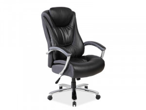 SCAUN DE BIROU PIVOTANT CONSUL, NEGRU, TAPITERIE DIN PIELE ECOLOGICA SI PICIOR DIN METAL, STIL MODERN