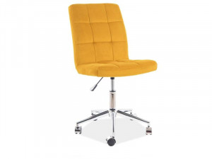 SCAUN DE BIROU PIVOTANT Q-020, GALBEN CURRY BLUVEL 68/CROM, TAPITERIE DIN CATIFEA SI PICIOR DIN METAL, STIL MODERN