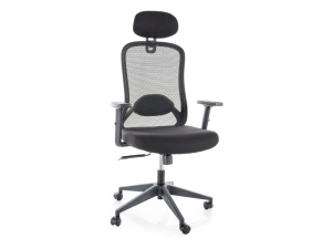 SCAUN DE BIROU PIVOTANT Q-050, NEGRU, TAPITERIE DIN TEXTIL SI PLASA SI PICIOR DIN METAL, STIL MODERN