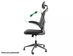 SCAUN DE BIROU PIVOTANT Q-060, NEGRU/NEGRU, TAPITERIE DIN STOFA SI PLASA SI PICIOR DIN PLASTIC, STIL MODERN - Img 2