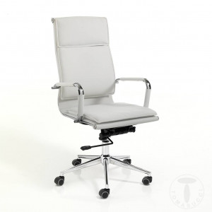 SCAUN DE BIROU, PREMIER ALB, STIL MODERN, METAL SI PIELE ECO, COD 4168