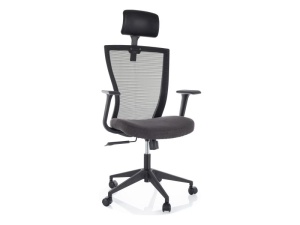 SCAUN DE BIROU Q-328H, NEGRU, CU FUNCTIE TILT, TAPITERIE DIN TEXTIL SI PLASA, SI PICIOR DIN METAL, STIL MODERN