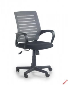 SCAUN DE BIROU SANTANA, NEGRU/GRI, DIN METAL SI PIELE ECOLOGICA, STIL MODERN, HALMAR