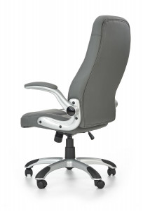 SCAUN DE BIROU SATURN, GRI/CROM, TAPITERIE DIN PIELE ECOLOGICA SI PICIOARE DIN METAL, STIL MODERN - Img 2