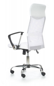 SCAUN DE BIROU VIRE, ALB/CROM, TAPITERIE DIN STOFA/PLASA SI PICIOARE DIN METAL, STIL MODERN - Img 6