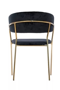 SCAUN DE CAFENEA/RESTAURANT, REALIZAT DIN CATIFEA SI METAL, GLAMOUR, DE CULOARE NEGRU/AURIU - Img 3
