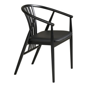 SCAUN DE SUFRAGERIE AGUSTIN, DIN LEMN SI PIELE ECO, CULOARE NEGRU, HOUSE NORDIC - Img 4
