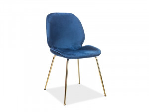 SCAUN DINING ADRIEN VELVET 86, ALBASTRU/AURIU, CATIFEA SI METAL, STIL MODERN, SIGNAL