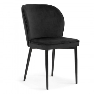 SCAUN DINING AINE, NEGRU/NEGRU, TAPITERIE DIN CATIFEA SI PICIOARE DIN METAL, STIL MODERN