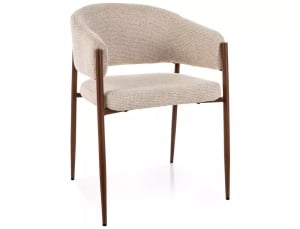 SCAUN DINING AKITA, BEJ DESCHIS 255/NUC, TAPITERIE DIN TEXTIL SI PICIOARE DIN METAL, STIL MODERN - Img 5