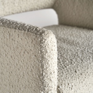 SCAUN DINING, ALVRA, DIN MDF SI TEXTIL BOUCLE, CULOARE ALB/GALBUI, STIL ART DECO, VICAL HOME - Img 5