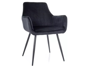 SCAUN DINING APPLE, NEGRU BLUVEL 19/NEGRU MAT, TAPITERIE DIN CATIFEA SI PICIOARE DIN METAL, STIL MODERN