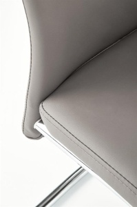 SCAUN DINING ARCO CROM/GRI, CONFECTIONAT DIN METAL SI PIELE ECOLOGICA, STIL MODERN - Img 4
