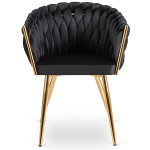 SCAUN DINING, ARTIM MEBLE, REALIZAT DIN METAL SI CATIFEA, CULOARE NEAGRA/AURIE, STIL MODERN - Img 8