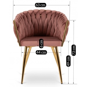 SCAUN DINING, ARTIM MEBLE, REALIZAT DIN METAL SI CATIFEA, CULOARE ROZ/AURIE, STIL MODERN - Img 10
