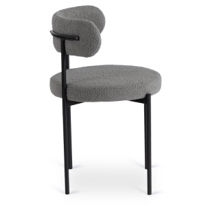 SCAUN DINING, ARTIM MEBLE, REALIZAT DIN METAL SI TEXTIL BOUCLE, CULOARE NEGRU/GRI, STIL MODERN - Img 7