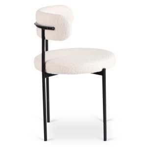SCAUN DINING, ARTIM MEBLE, REALIZAT DIN METAL SI TEXTIL, CULOARE NEGRU/CREM, STIL MODERN - Img 3