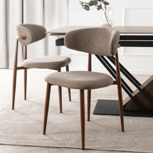SCAUN DINING, ARTIM MEBLE, REALIZAT DIN METAL SI TEXTIL, CULOARE NEGRU/BEJ, STIL MODERN