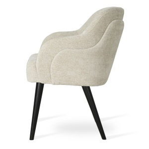 SCAUN DINING AURIN SUPREME, CONFECTIONAT DIN LEMN, SPUMA, ARCURI SI TEXTIL, BEJ/NEGRU, STIL MODERN - Img 3