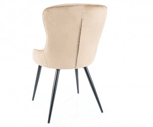 SCAUN DINING, BEJ BLUVEL 28/NEGRU MAT, TAPITERIE DIN CATIFEA SI PICIOARE DIN METAL, STIL MODERN - Img 2
