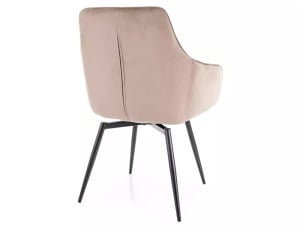 SCAUN DINING, BEJ BLUVEL 40/NEGRU MAT, TAPITERIE DIN CATIFEA SI PICIOARE DIN METAL, STIL MODERN - Img 2