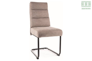 SCAUN DINING BERRY, BEJ 34/NEGRU MAT, TAPITERIE DIN STOFA BREGO SI PICIOARE DIN METAL, STIL MODERN