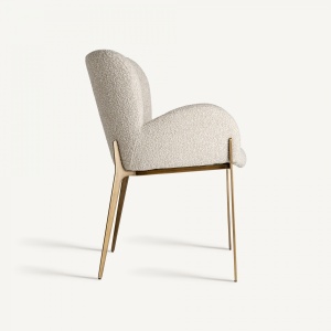 SCAUN DINING BESNE, BEJ, REF. 35239, PRELUCRAT MANUAL, CONFECTIONAT DIN METAL SI TEXTIL, STIL MODERN - Img 3