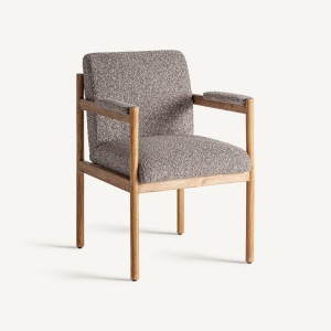 SCAUN DINING BEZIER, GRI/NEGRU, REF. 34458, PRELUCRAT MANUAL, CONFECTIONAT DIN LEMN DE CAUCIUC, SPUMA SI TEXTIL, STIL MODERN