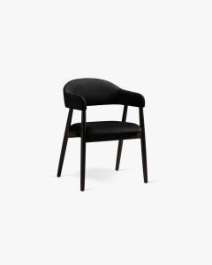 SCAUN DINING/BIROU ANDRA, NEGRU, TAPITAT CU TAPITERIE DIN TEXTIL CATIFEA MAGIC VELVET SI LEMN MASIV, MICADONI - Img 3