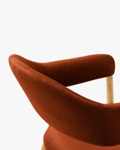 SCAUN DINING/BIROU ANDRA, ROSU, TAPITAT CU TAPITERIE DIN TEXTIL CATIFEA MAGIC VELVET SI LEMN MASIV, MICADONI - Img 4