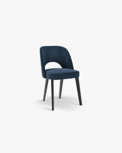 SCAUN DINING/BIROU BOWE, ALBASTRU ROYAL, TAPITAT CU TAPITERIE DIN TEXTIL CHENILLE REBEL SI LEMN MASIV DE FAG, MICADONI - Img 2