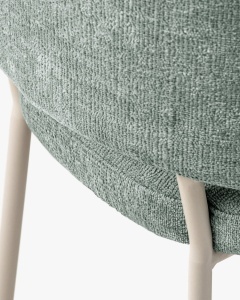SCAUN DINING/BIROU DORA, ALBASTRU DESCHIS, TAPITAT CU TAPITERIE DIN TEXTIL CHENILLE PERFECT ARMONY SI METAL, MICADONI - Img 4