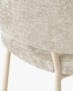 SCAUN DINING/BIROU DORA, BEJ DESCHIS, TAPITAT CU TAPITERIE DIN TEXTIL CHENILLE PERFECT ARMONY SI METAL, MICADONI - Img 5