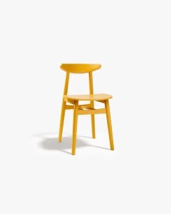SCAUN DINING/BIROU ELIE, GALBEN, CONFECTIONAT DIN LEMN MASIV DE FAG, MICADONI