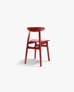 SCAUN DINING/BIROU ELIE, ROSU, CONFECTIONAT DIN LEMN MASIV DE FAG, MICADONI - Img 3
