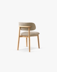 SCAUN DINING/BIROU EVAN, BEJ, TAPITAT CU TAPITERIE DIN TEXTIL CATIFEA CHENILLE REBEL SI LEMN MASIV, MICADONI - Img 3