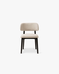 SCAUN DINING/BIROU EVAN, BEJ, TAPITAT CU TAPITERIE DIN TEXTIL CHENILLE REBEL SI LEMN MASIV, MICADONI